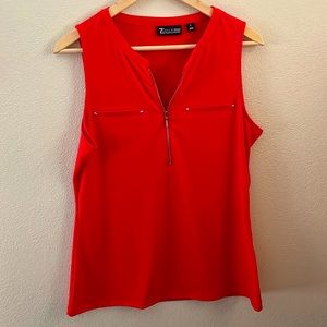 New York and Company Zippered Tank Top | Color: Red Orange | Size Medium